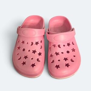 Girls Pink Celestial Star Moon Clogs Slip On Sandals Size 12